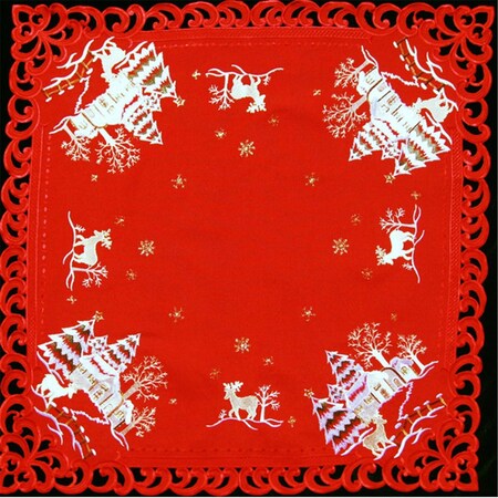 Procooker H8837-R Reindeer Red Cloth Square Table-Topper, 36 x 36 in. PR1890447